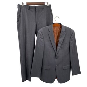 Jos. A. Bank Men's 40R* Slim Fit Two-Piece Suit Gray Pinstripe Blazer & Trousers